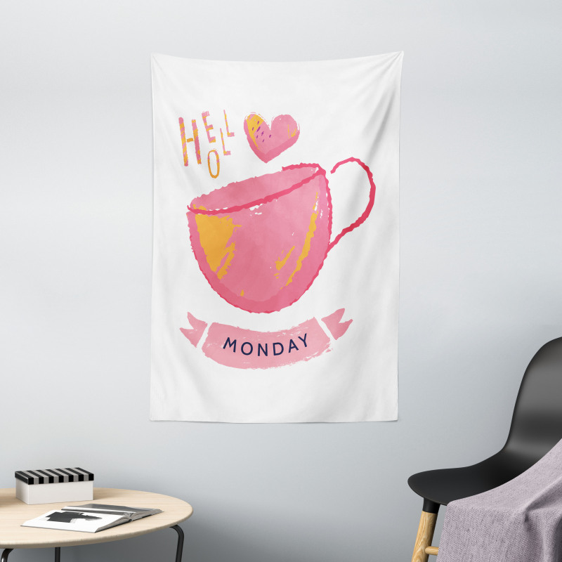 Hello Monday Text and a Mug Tapestry