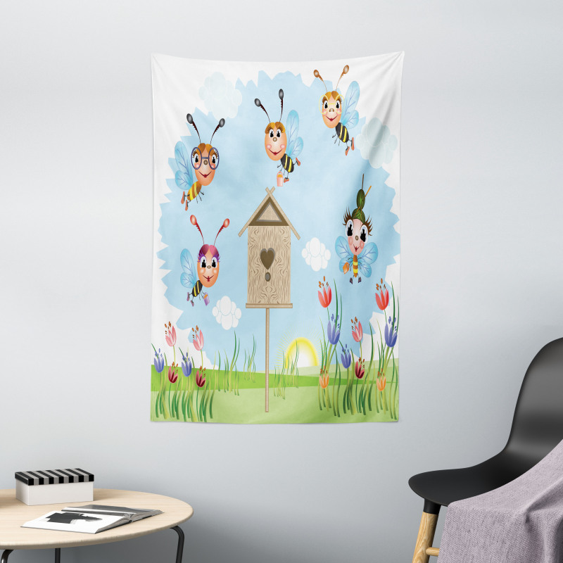 Cheerful Meadow Landscape Tapestry