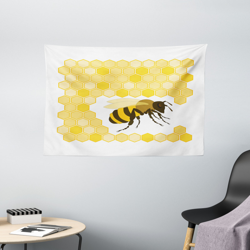 Single Bugnd Hexagons Wide Tapestry