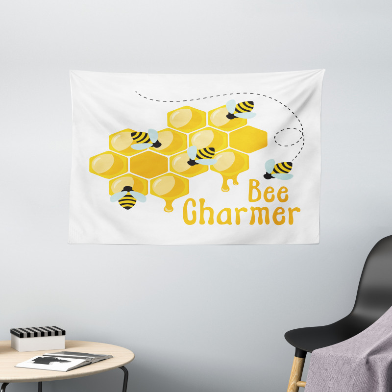 Bee Charmer Lettering Wide Tapestry