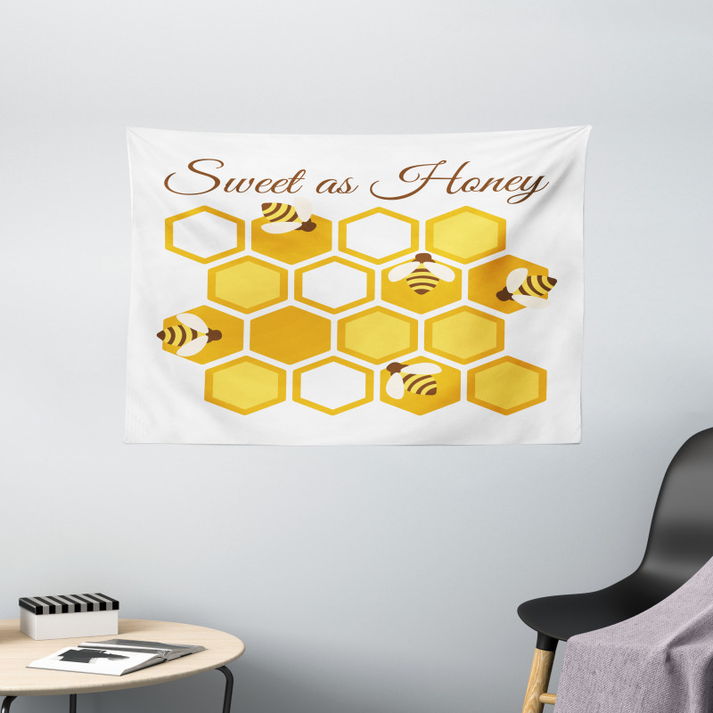 Cursive Wording Beehive Wide Tapestry