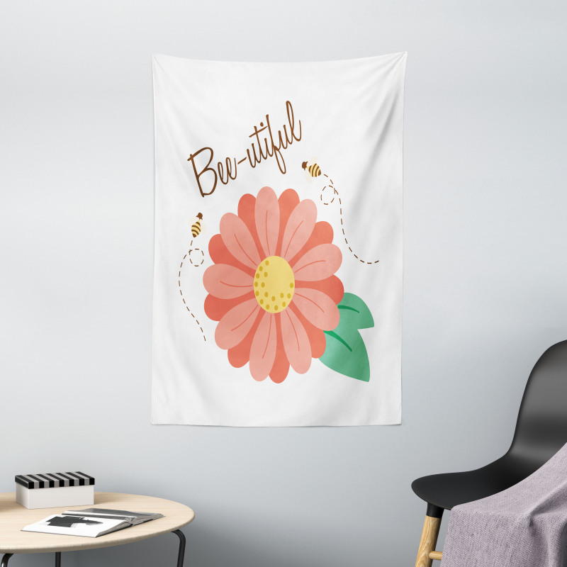 Bee-utiful Floral Scene Tapestry