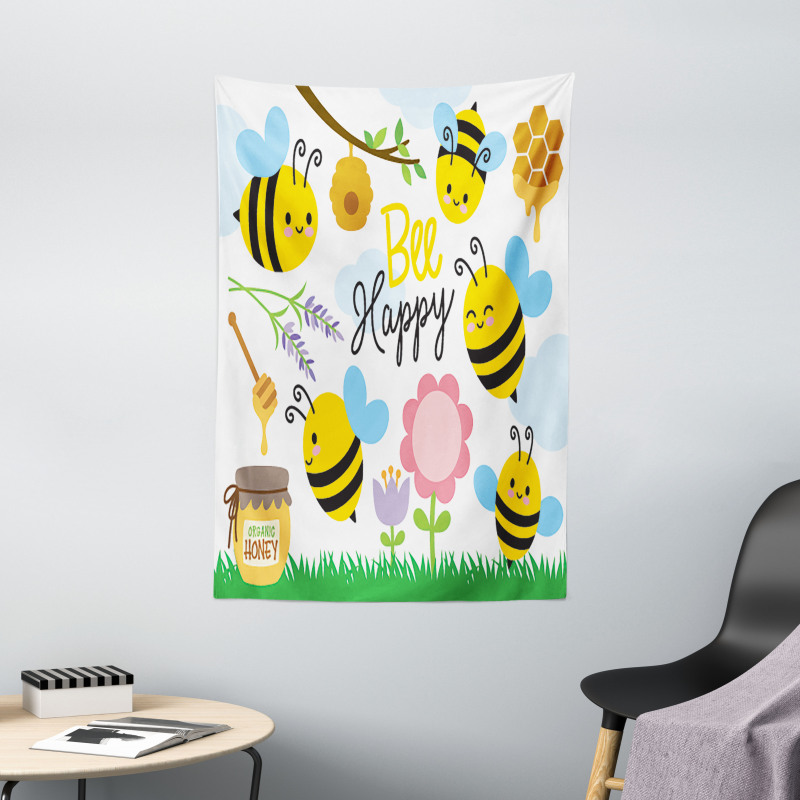 Bee Happy Spring Garden Tapestry