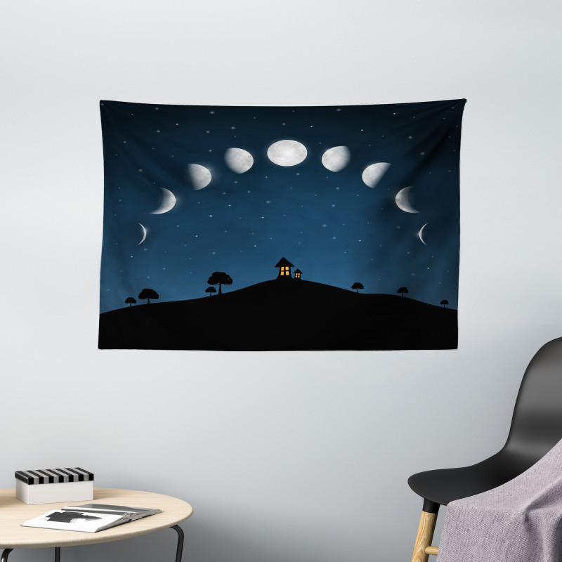 Lunar Phases and Stars Hill Wide Tapestry