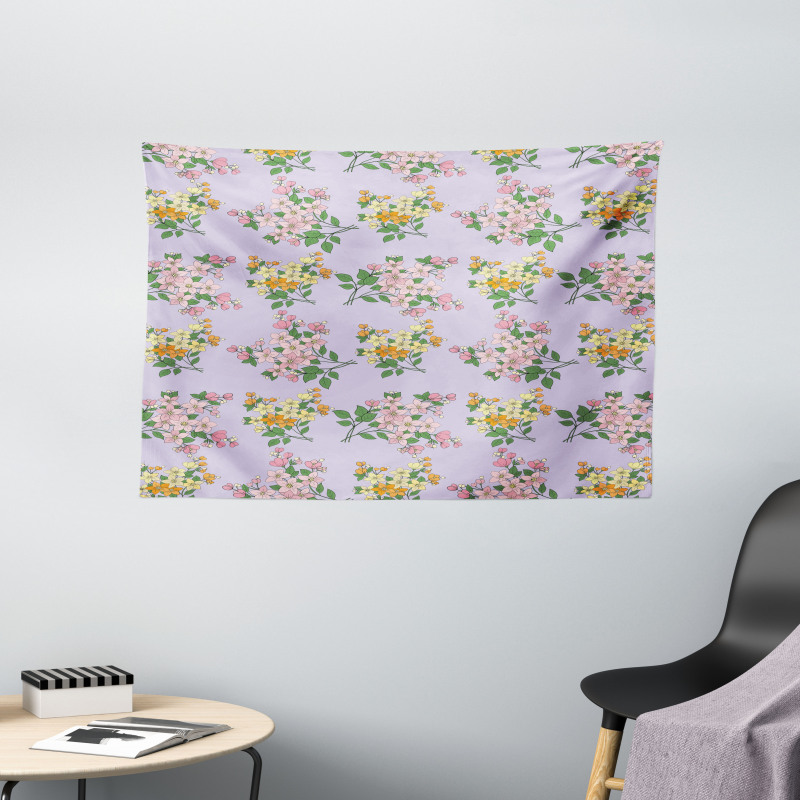 Bouquet of Flowers Style Wide Tapestry
