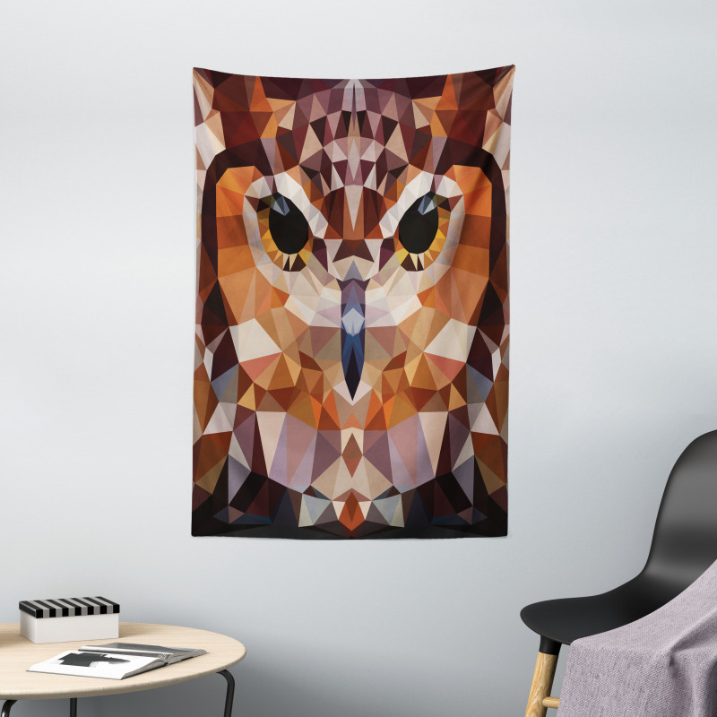 Geometric Mosaic Owl Art Tapestry