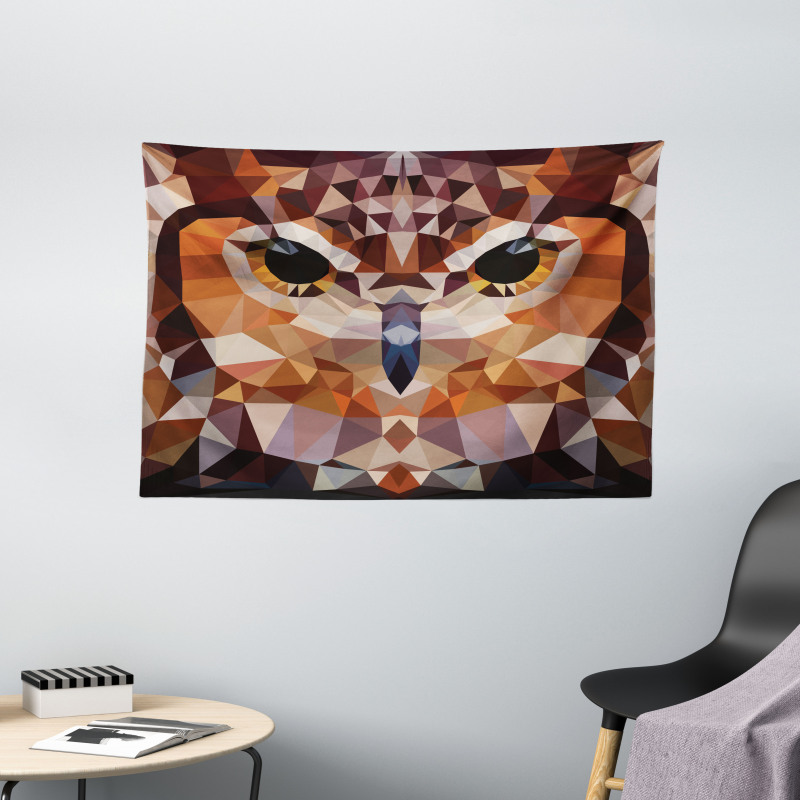 Geometric Mosaic Owl Art Wide Tapestry