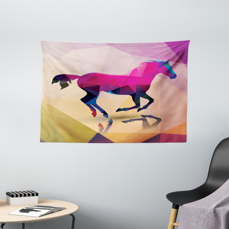 Geometric Horse Animal Wide Tapestry