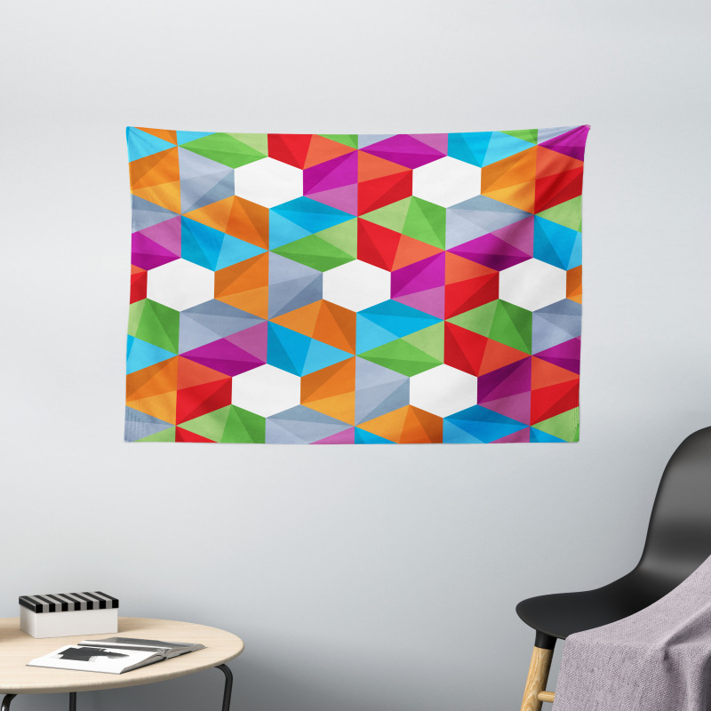 Retro Mosaic Triangle Wide Tapestry
