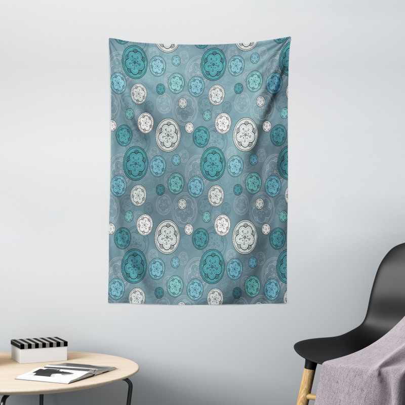 Circles Flowers Graphic Tapestry