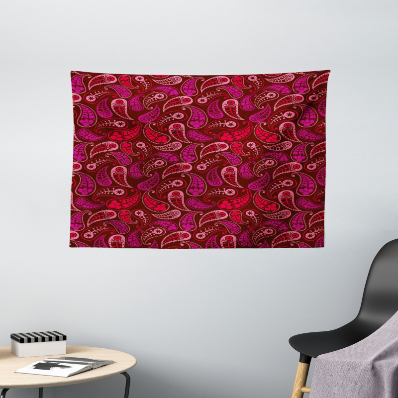 Rhythmic Drop Shaped Motifs Wide Tapestry