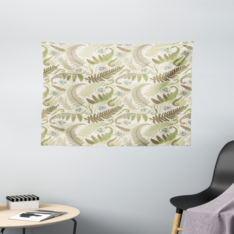 Curlicue Fern Leaves Art Wide Tapestry