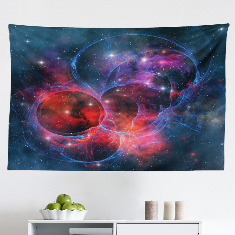 Gökyüzü Mikrofiber Geniş Duvar Halısı Lacivert Kırmızı Nebula