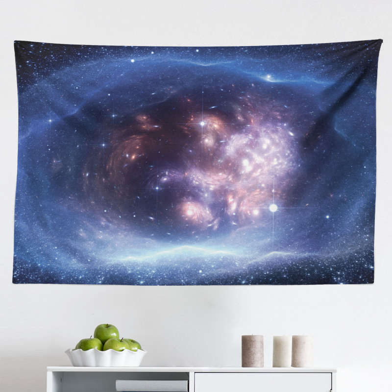 Gökyüzü Mikrofiber Geniş Duvar Halısı Mor Nebula Desenli