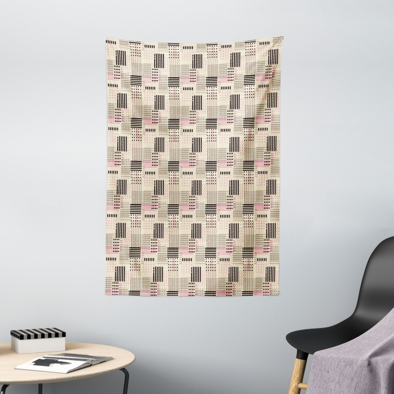 Geometric Dots Stripes Art Tapestry