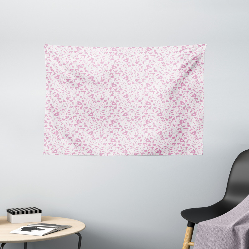 Beauty Accessories Pattern Wide Tapestry