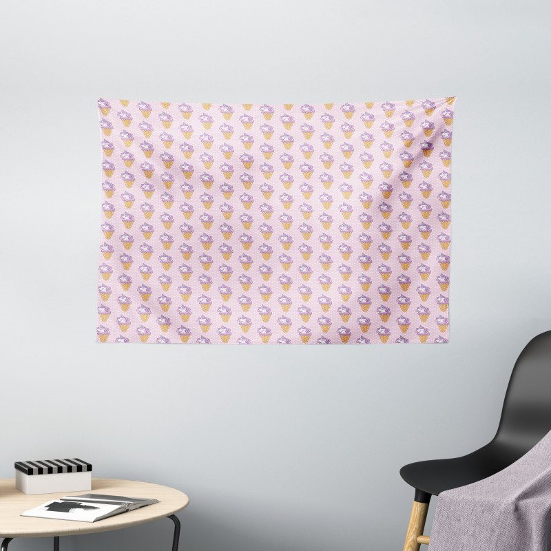 Unicorn Ice Cream Wide Tapestry