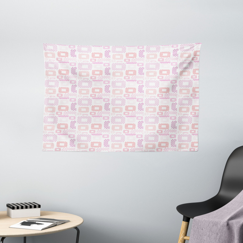 Dots Squares Art Wide Tapestry