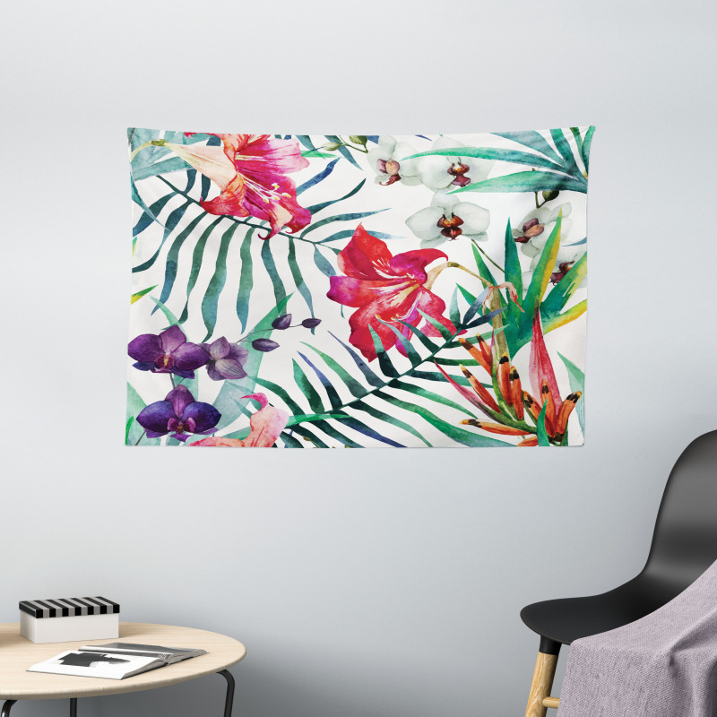 Tropical Orchids Wide Tapestry