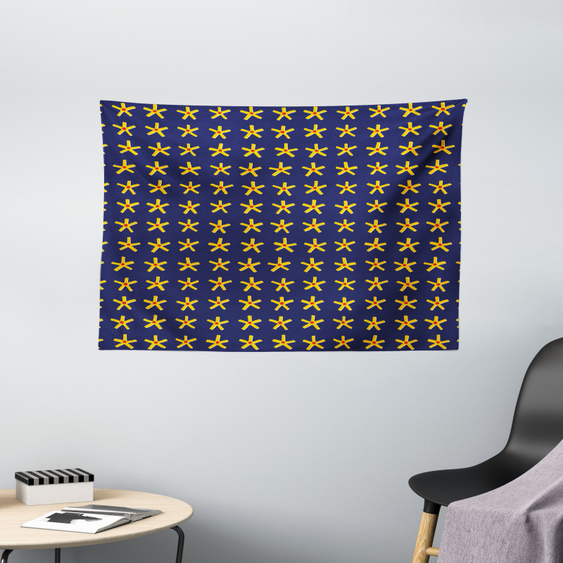 Primitive Style Stars Art Wide Tapestry