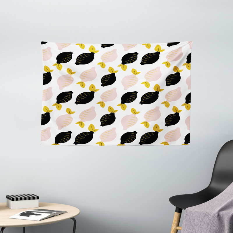 Abstract Colored Citrus Fruit Wide Tapestry