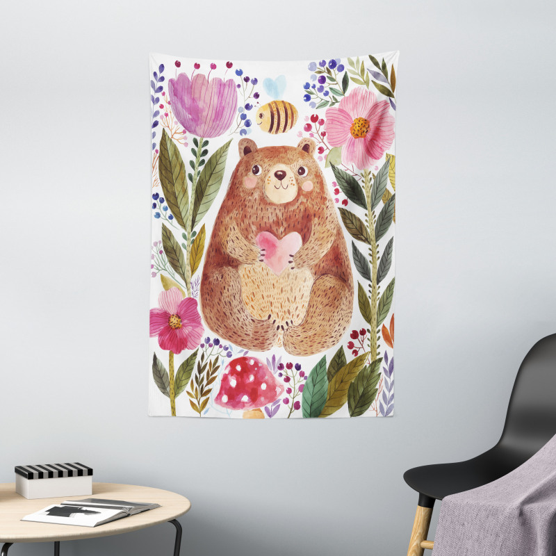 Bear with Flowers Tapestry