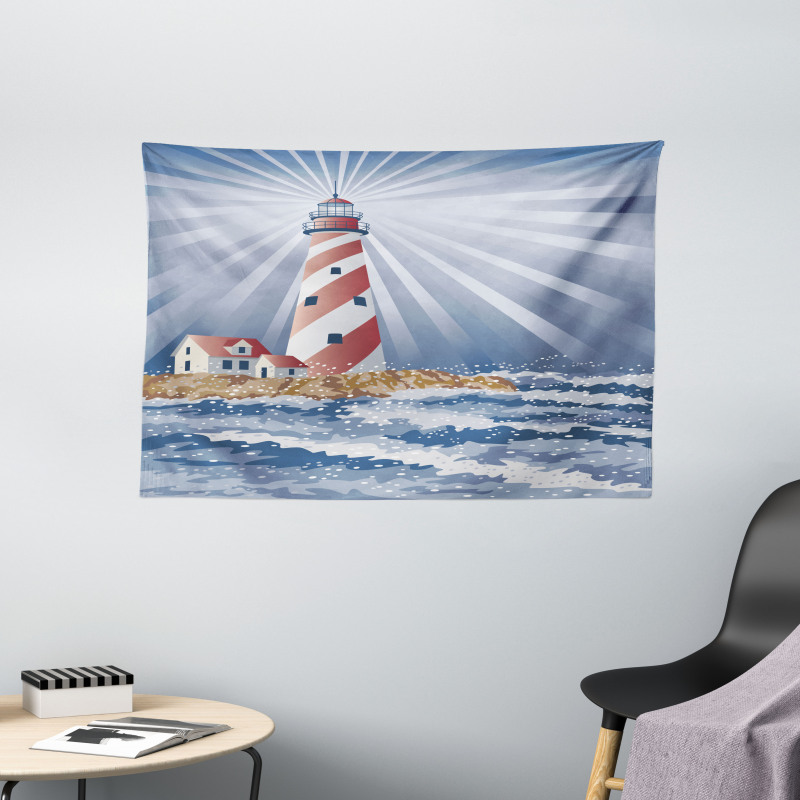 Watchtower Sea Waves Wide Tapestry