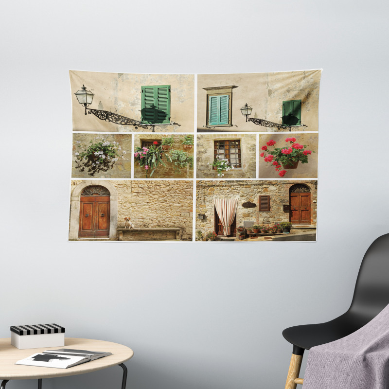 Italian Stone Houses Wide Tapestry