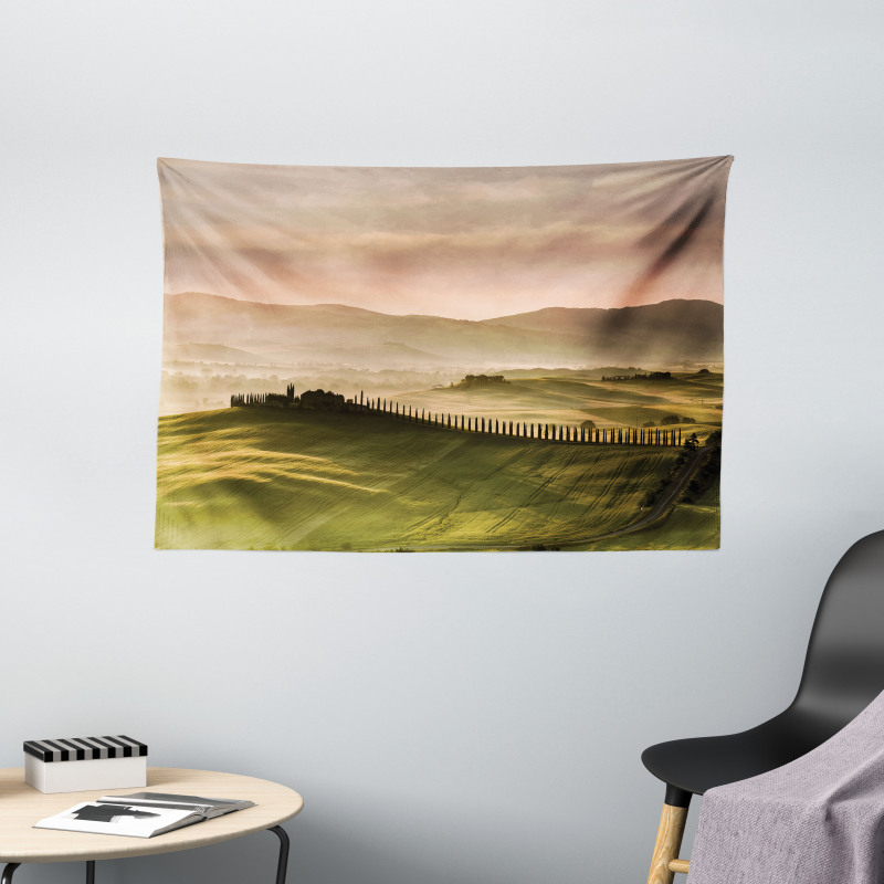 Trees Meadows Countryside Wide Tapestry