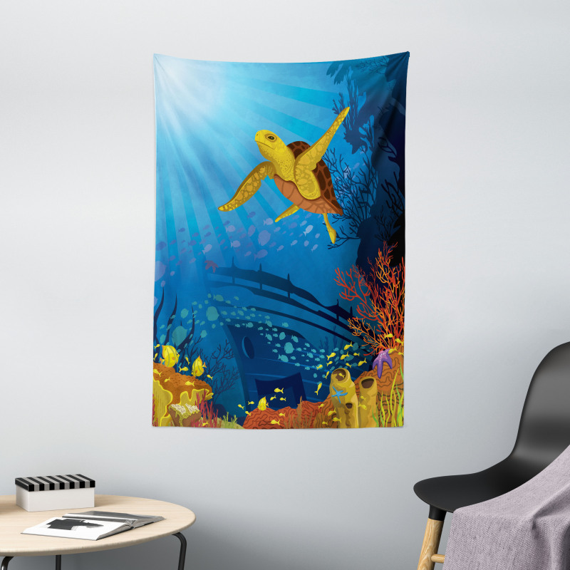Coral Reef Fish Turtle Tapestry