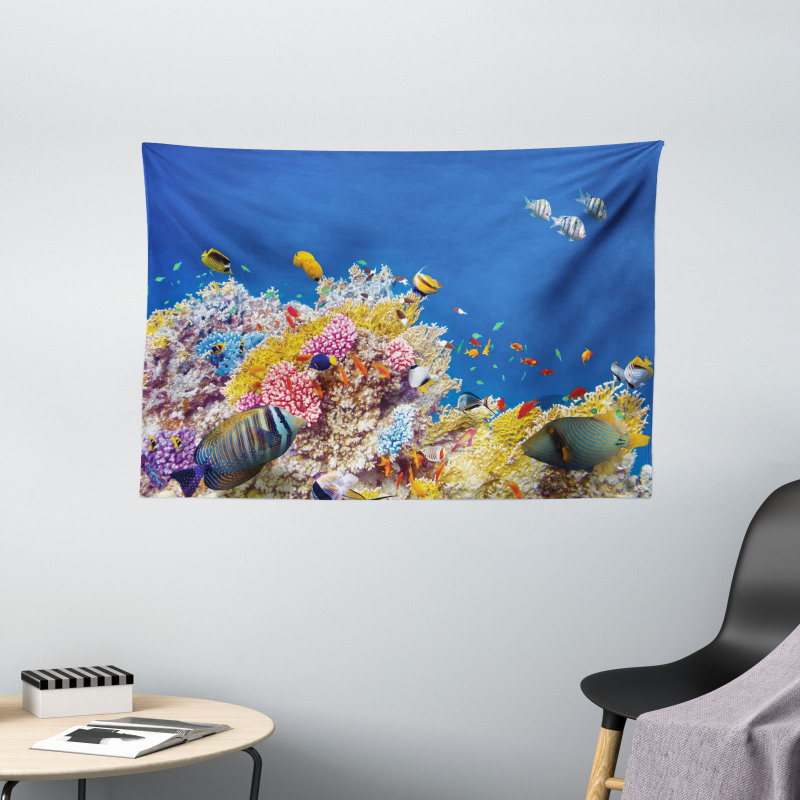 Tropical Corals Fish Wide Tapestry