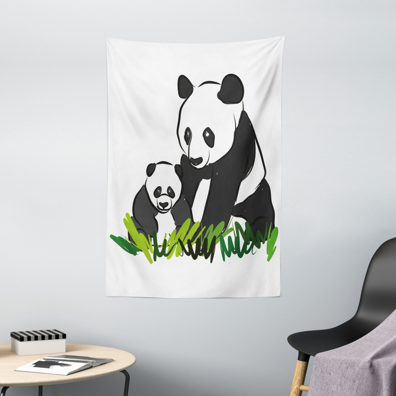 Panda Bear Family Bambu Tapestry