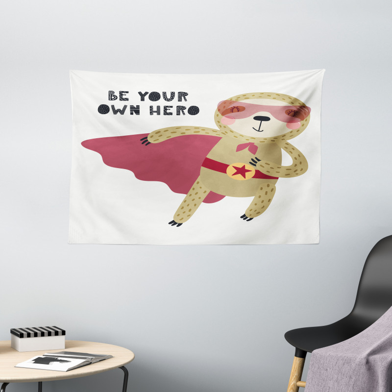 Be Your Own Hero Motto Wide Tapestry