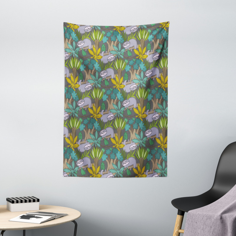 Jungle Plants Leaves Tapestry