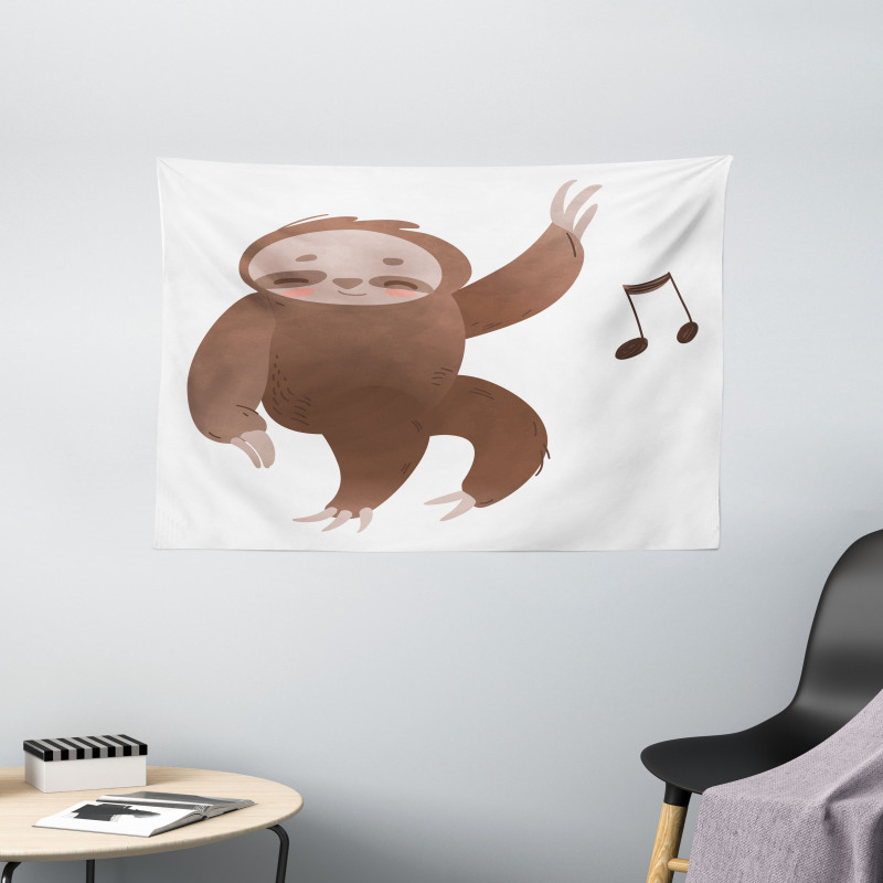 Dancing Cartoon Music Wide Tapestry