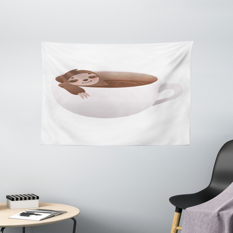 Lazy Swimming in Coffee Wide Tapestry