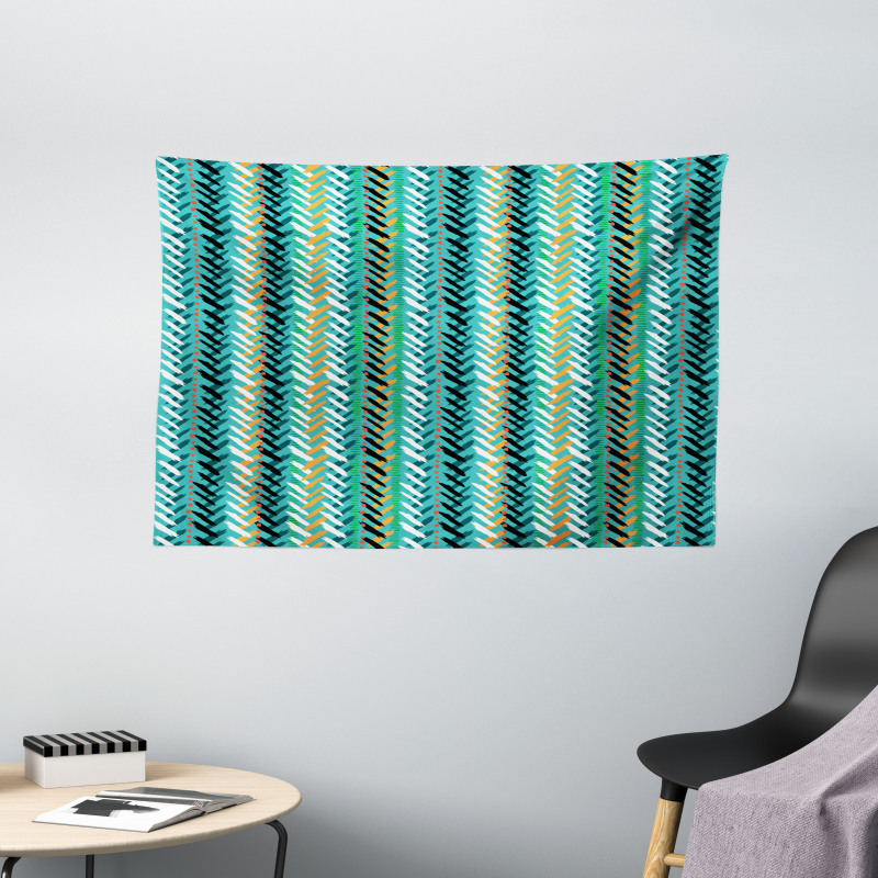 Brush Strokes and Dots Wide Tapestry