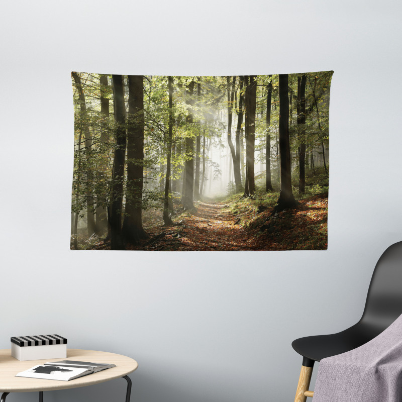 Mist Wilderness Mountain Wide Tapestry