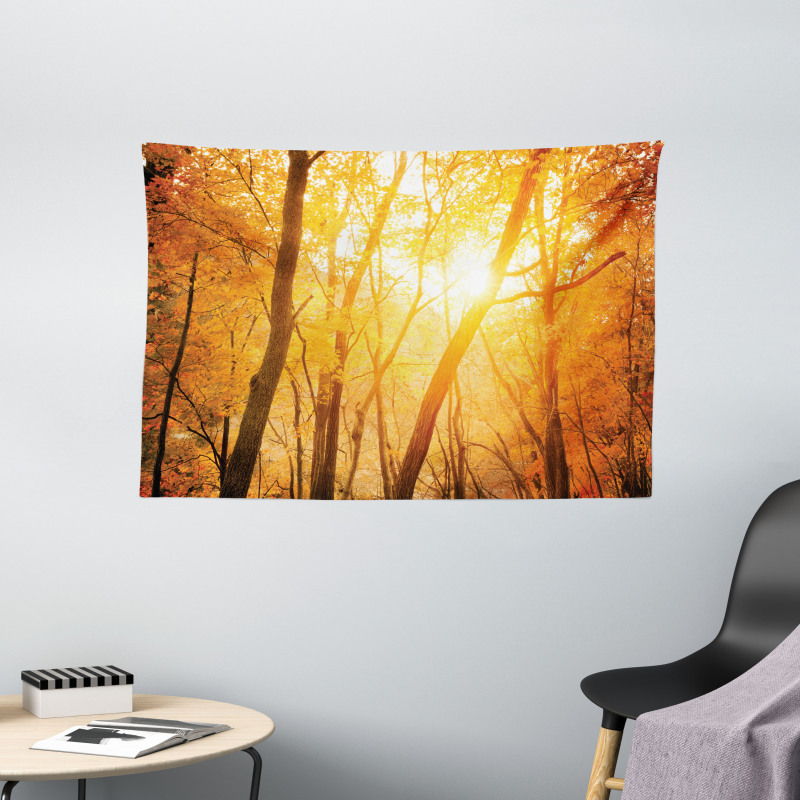 Autumn Forest Branches Wide Tapestry