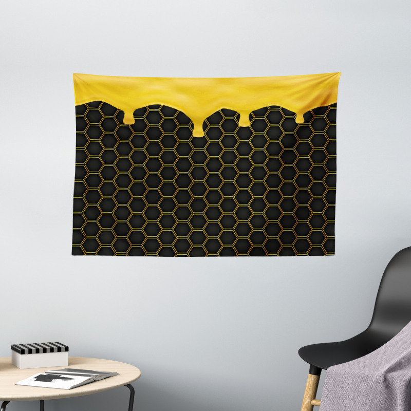 Honeycomb Dripping Beehive Wide Tapestry