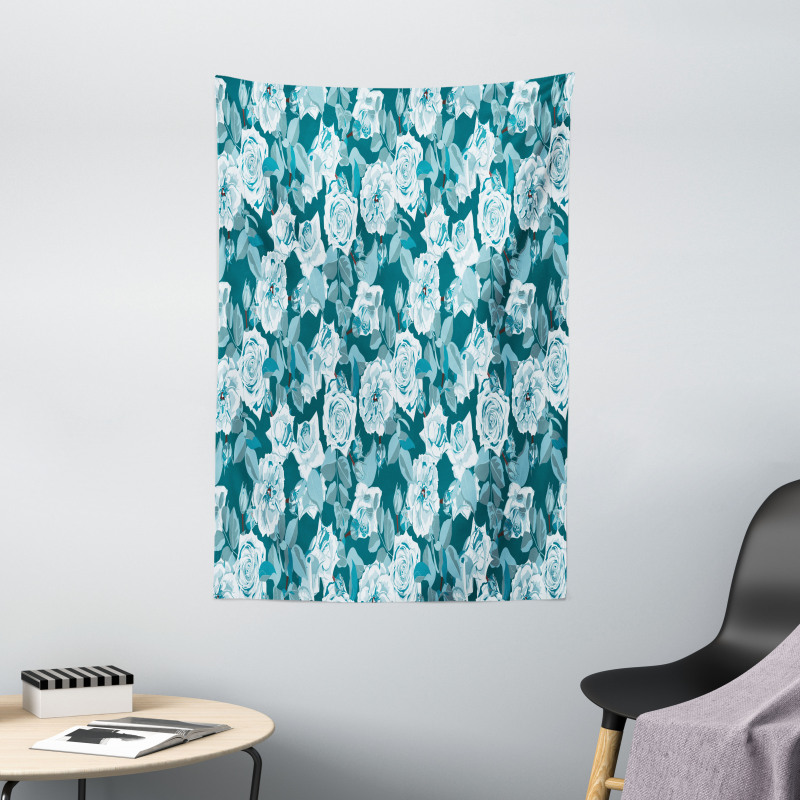 Aquatic English Rose Flowers Tapestry