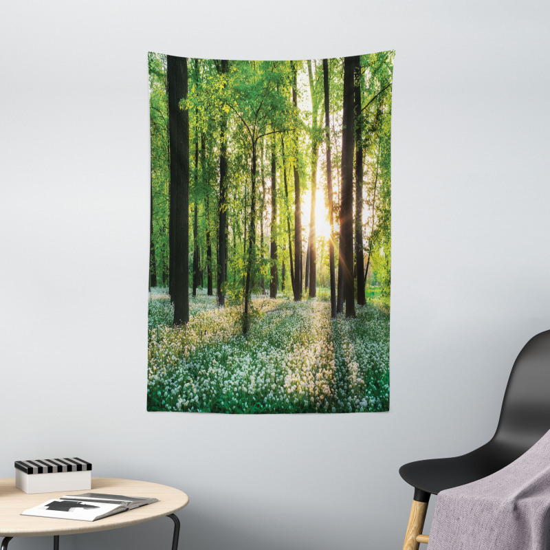 Sunny Forest Blossoms Tapestry