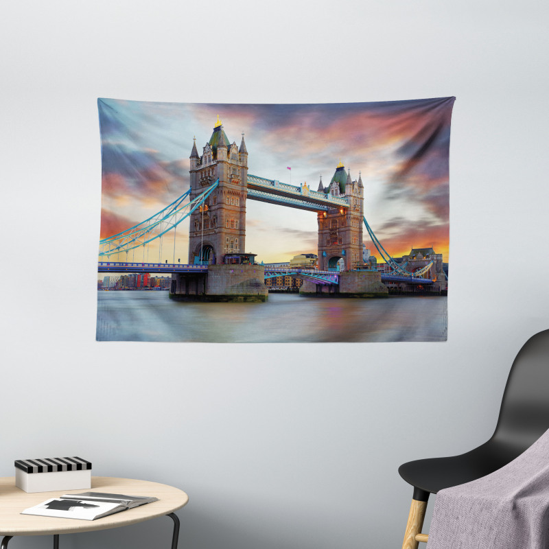 Historical Tower Bridge Wide Tapestry