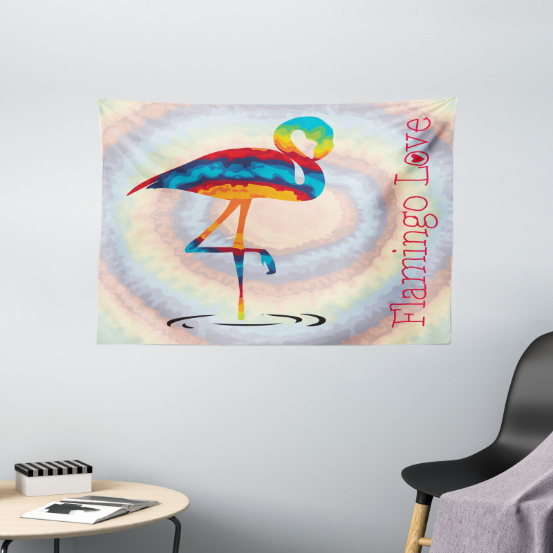 Rainbow Colored Birds Wide Tapestry