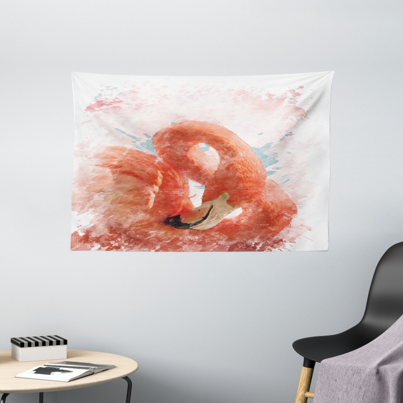 Exotic Bird Watercolor Wide Tapestry
