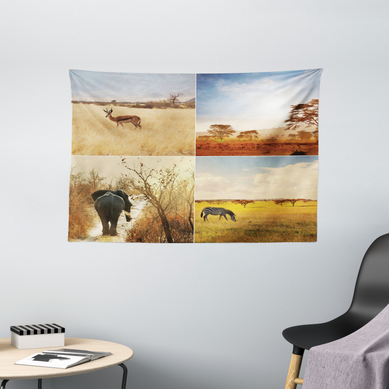 Wild Savannah Animal Wide Tapestry