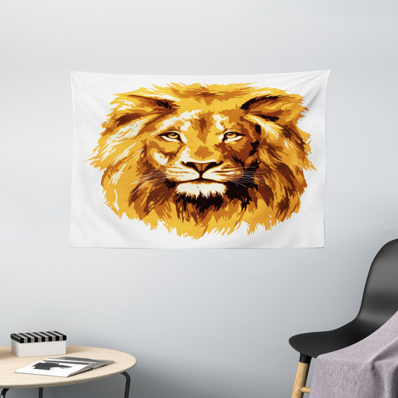 Tropics Safari Lion Art Wide Tapestry