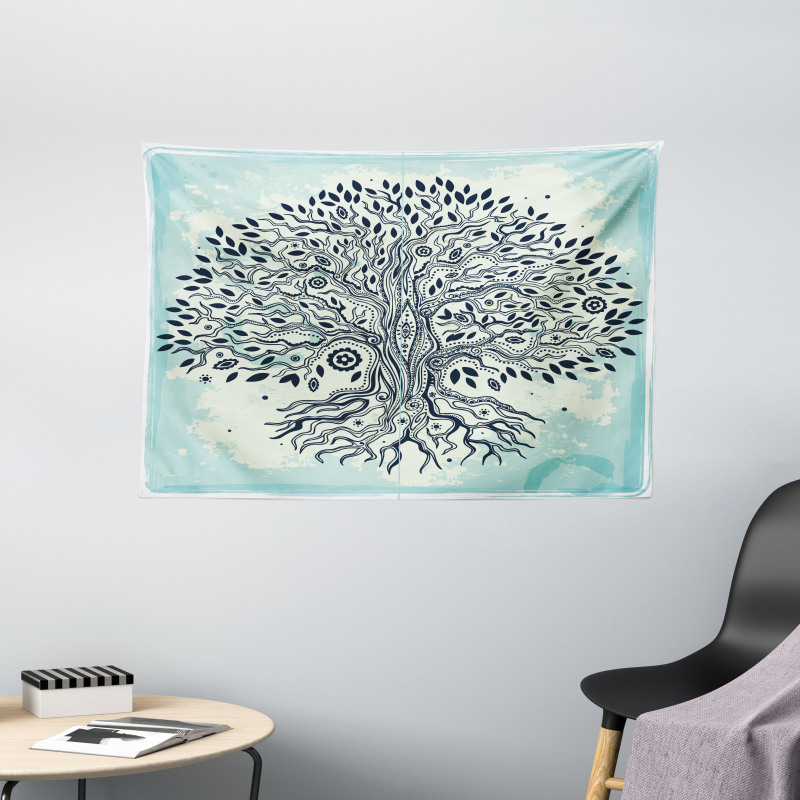 Creative Chinese Bonsai Tree Wide Tapestry