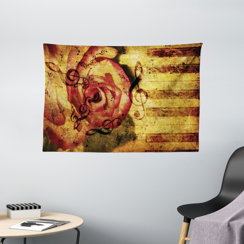 Vintage Piano Keyboard Wide Tapestry