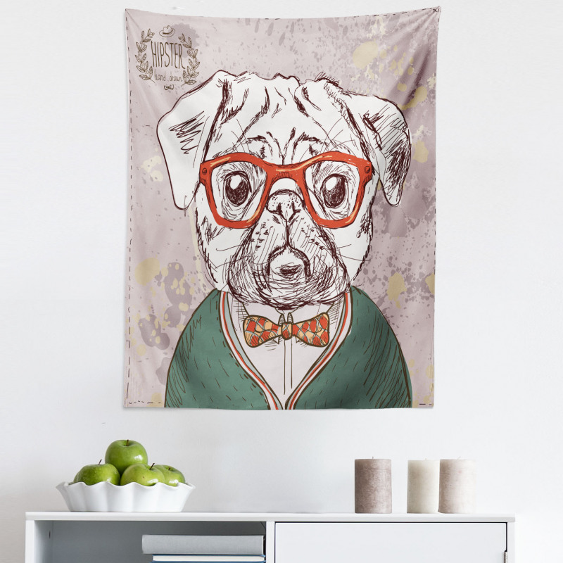 Hayvan Deseni Mikrofiber Duvar Halısı Komik Köpek Portresi